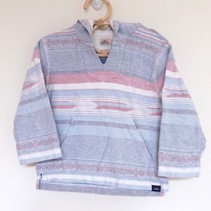 Faherty Brand Baja Hoodie Blue White Red Striped Organic Cotton Kids Size 5
